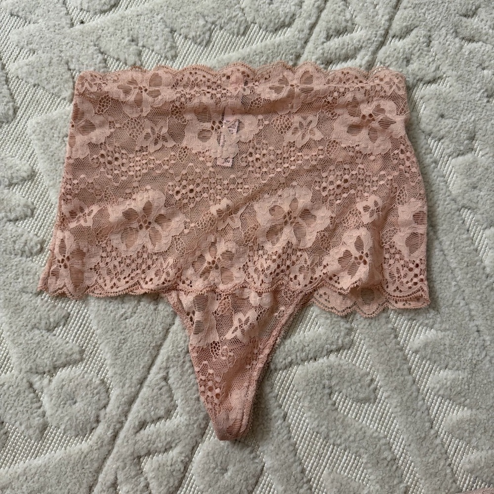 Victoria's Secret Lace High-Waist Panty in Peach